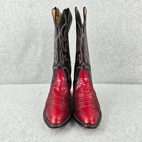 Nocona Python Boots Mens 9 D Cherry Red Black Snakeskin Western Cowboy Rodeo main image 16